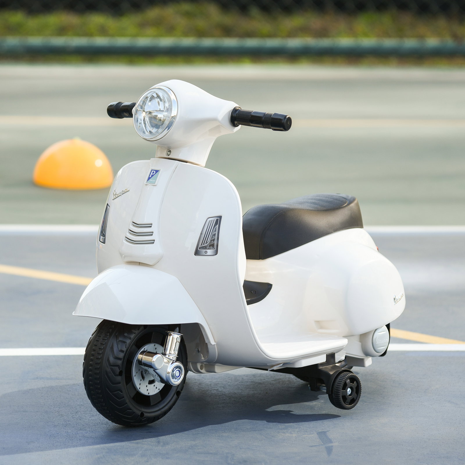 Mota Elétrica Vespa para Crianças com Farol e Buzina 66,5x38x52 cm Branco