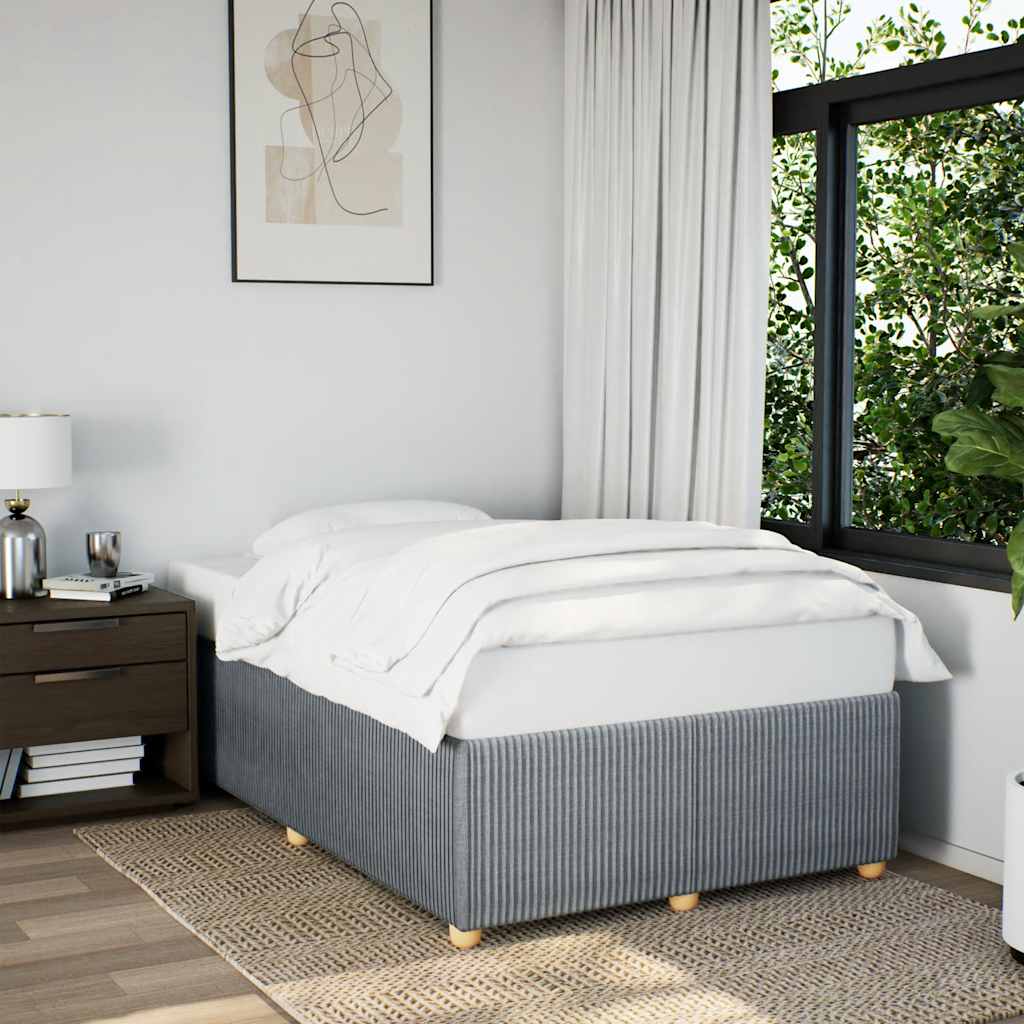Estrutura de cama sem colchão cinza claro tecido