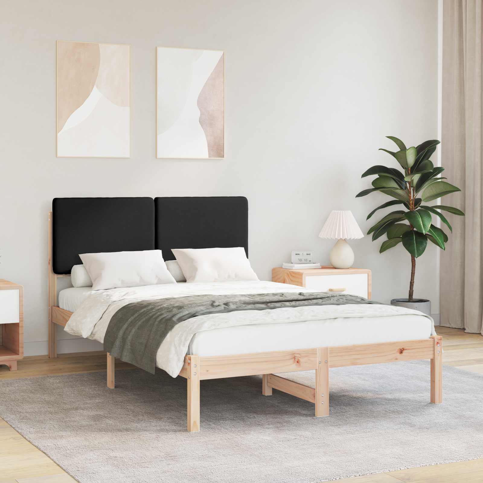 Estrutura de cama com cabeceira estofada preto 120 x 190 cm