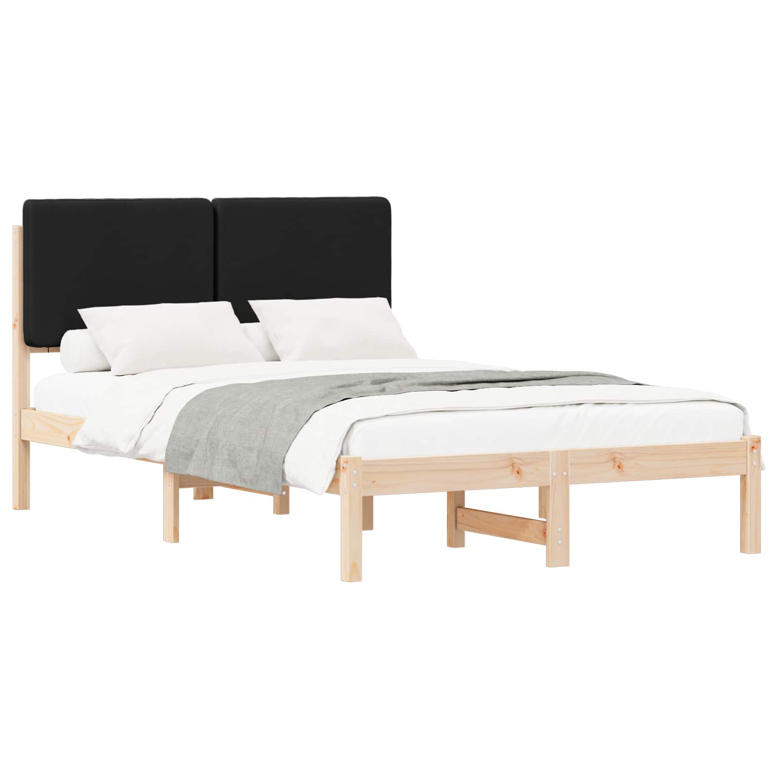 Estrutura de cama com cabeceira estofada preto 120 x 190 cm