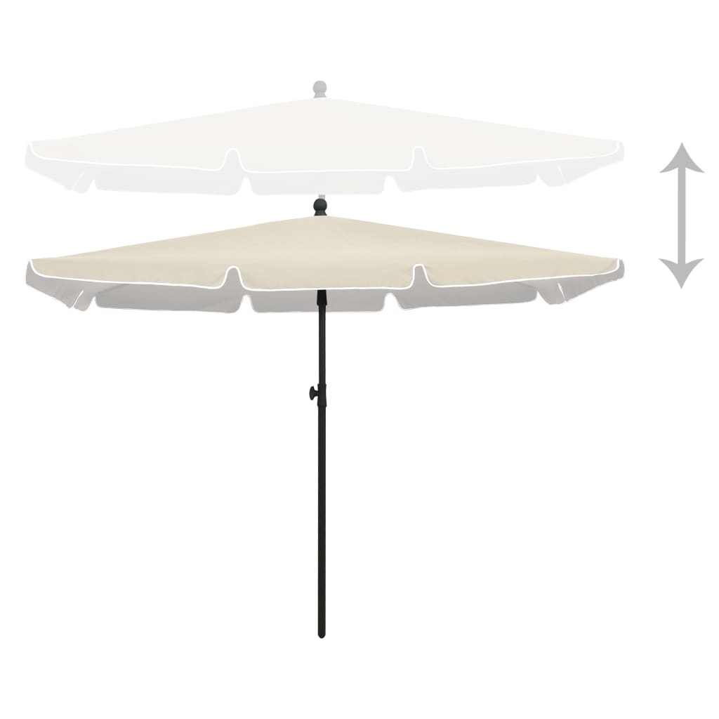 Guarda-sol de jardim com mastro 210x140 cm cor areia