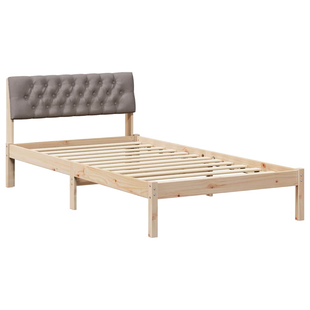 Estrutura da cama com cabeceira marrom e taupe 100 x 200 cm