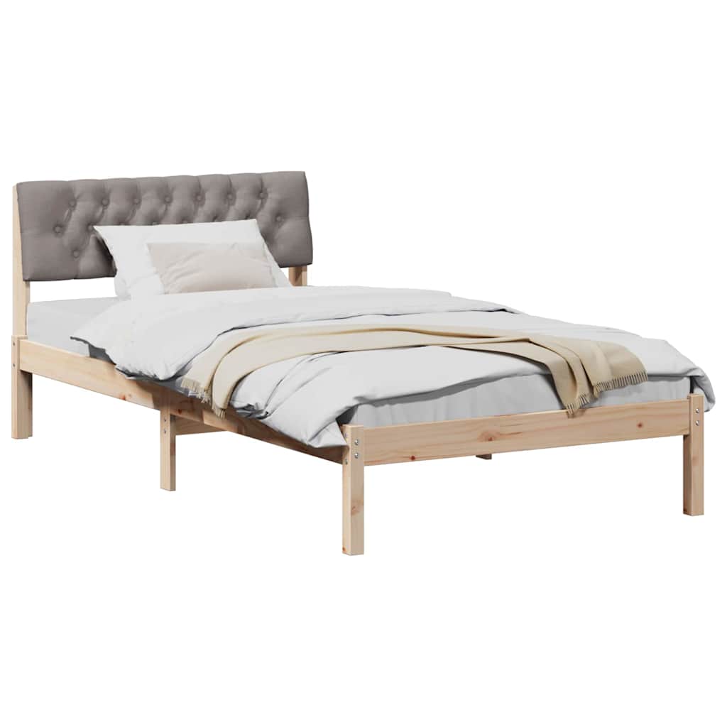 Estrutura da cama com cabeceira marrom e taupe 100 x 200 cm