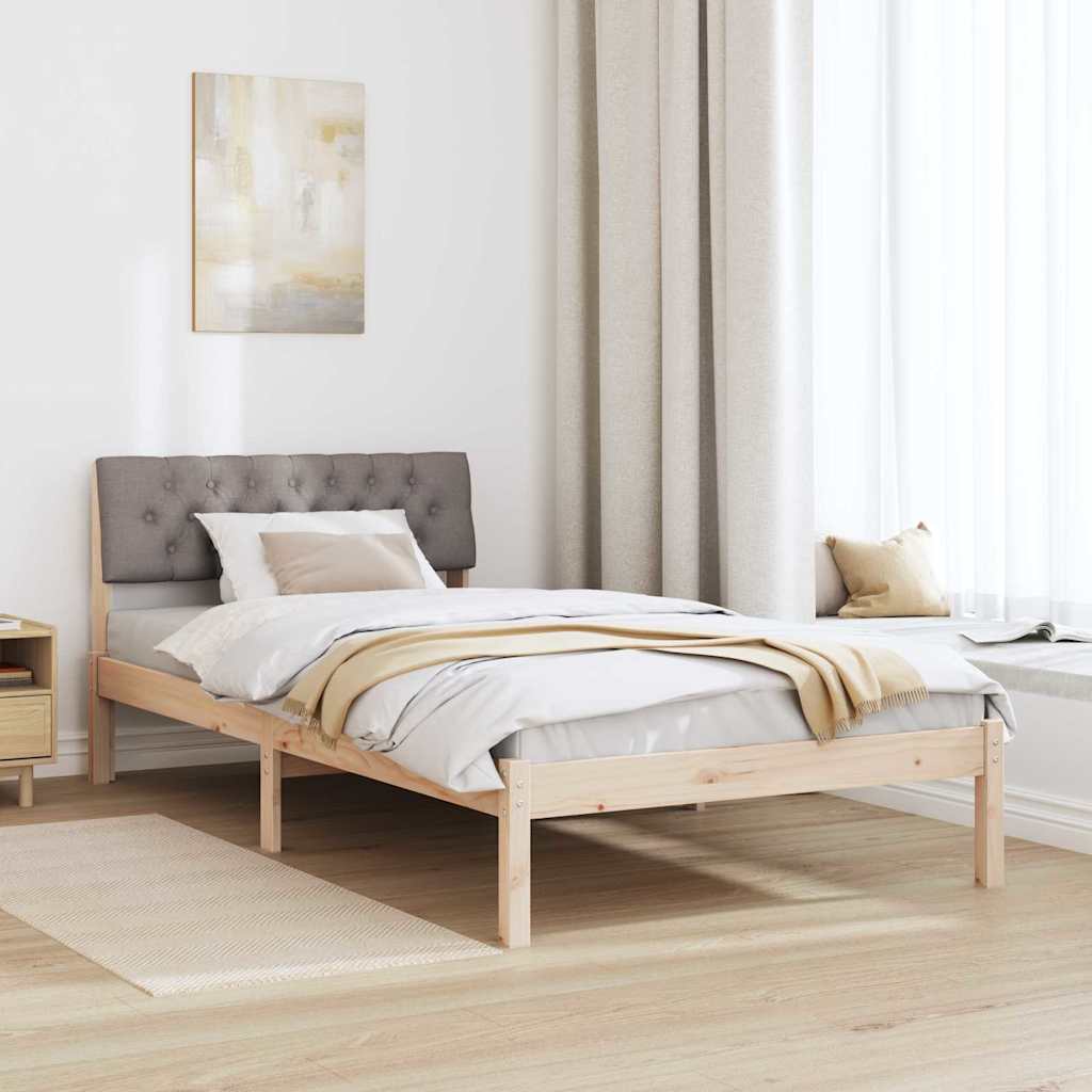 Estrutura da cama com cabeceira marrom e taupe 100 x 200 cm