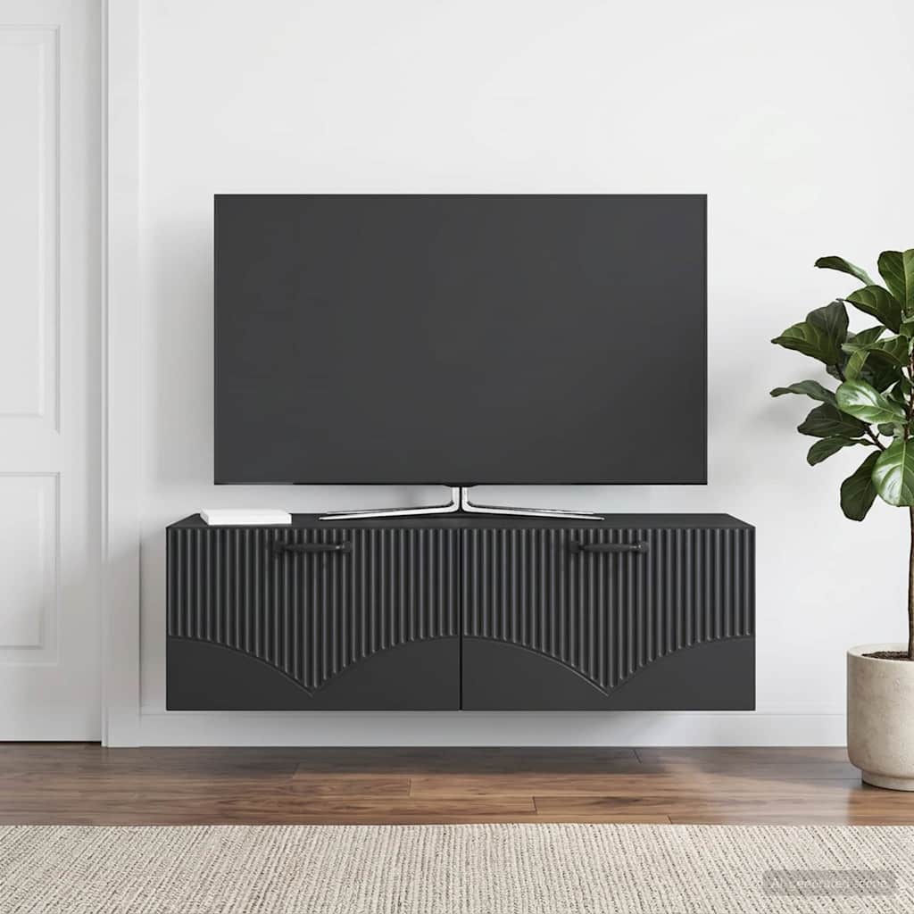 Gabinete de TV de parede preto 98 x 41 x 30 cm