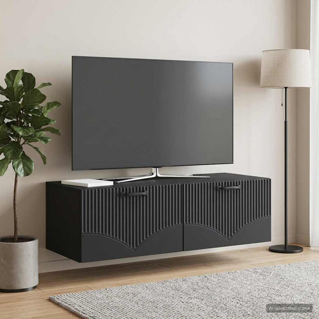Gabinete de TV de parede preto 98 x 41 x 30 cm