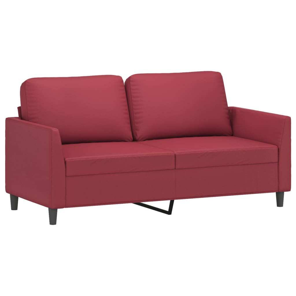 2 Pcs conjunto sofás c/ almofadões couro artif. vermelho tinto