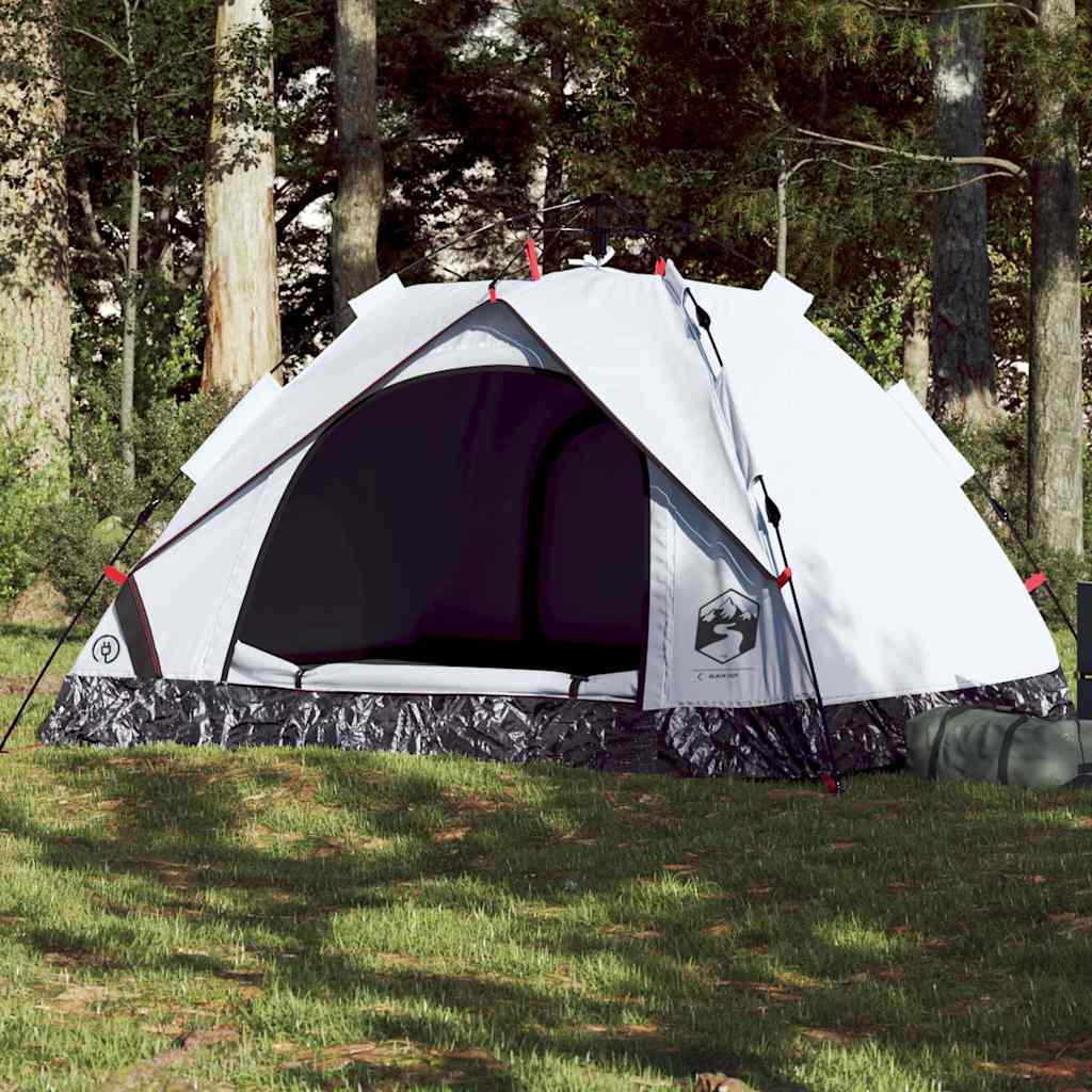 Tenda campismo cúpula 3 pessoas opaca libertação rápida branco