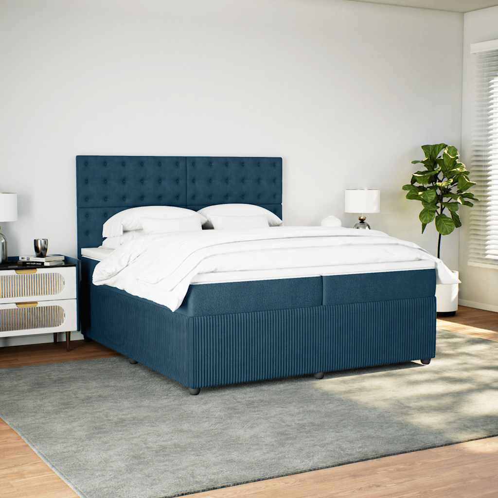 Cama com molas/colchão 200x200 cm veludo azul-escuro