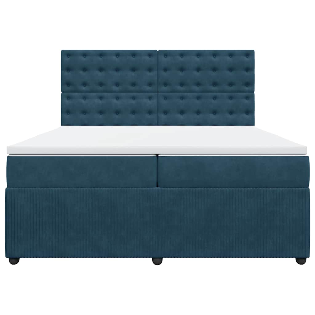Cama com molas/colchão 200x200 cm veludo azul-escuro