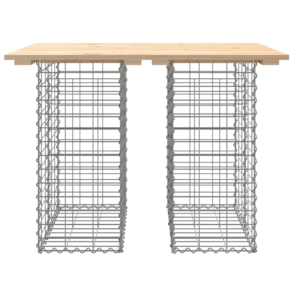 Mesa de jardim com design de gabião 100x70x72 cm em madeira maciça de pinho