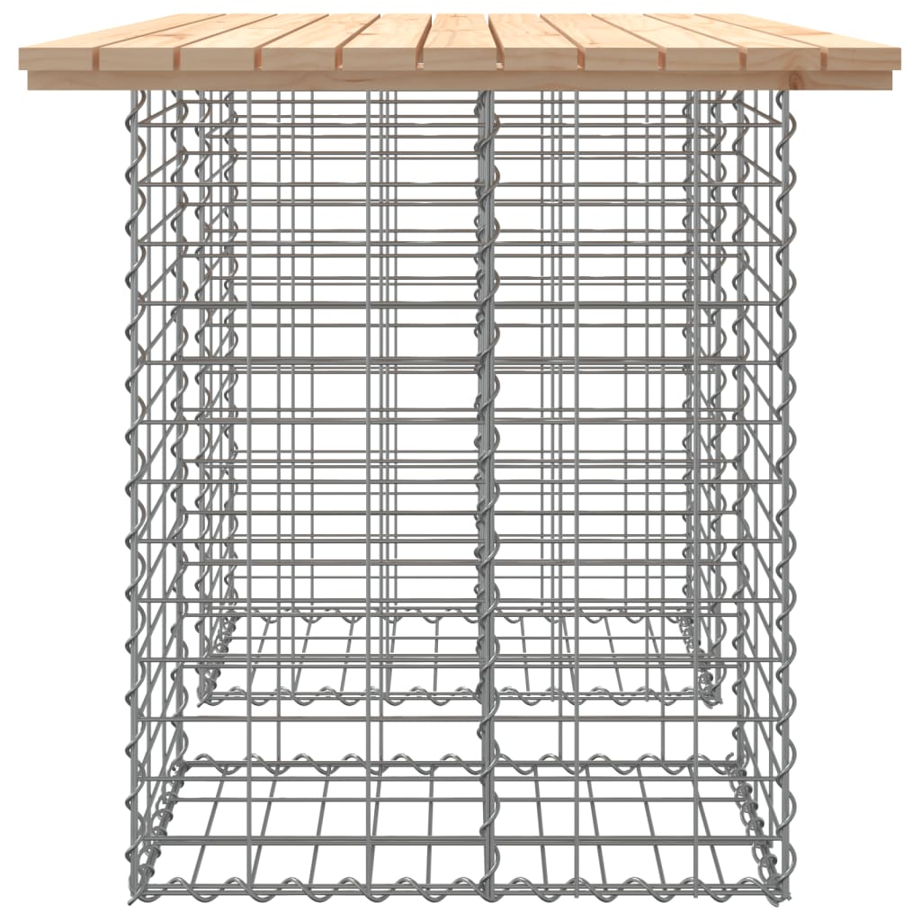 Mesa de jardim com design de gabião 100x70x72 cm em madeira maciça de pinho