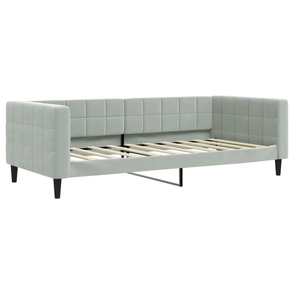 Sofá-cama com colchão 90x190 cm veludo cinzento-claro