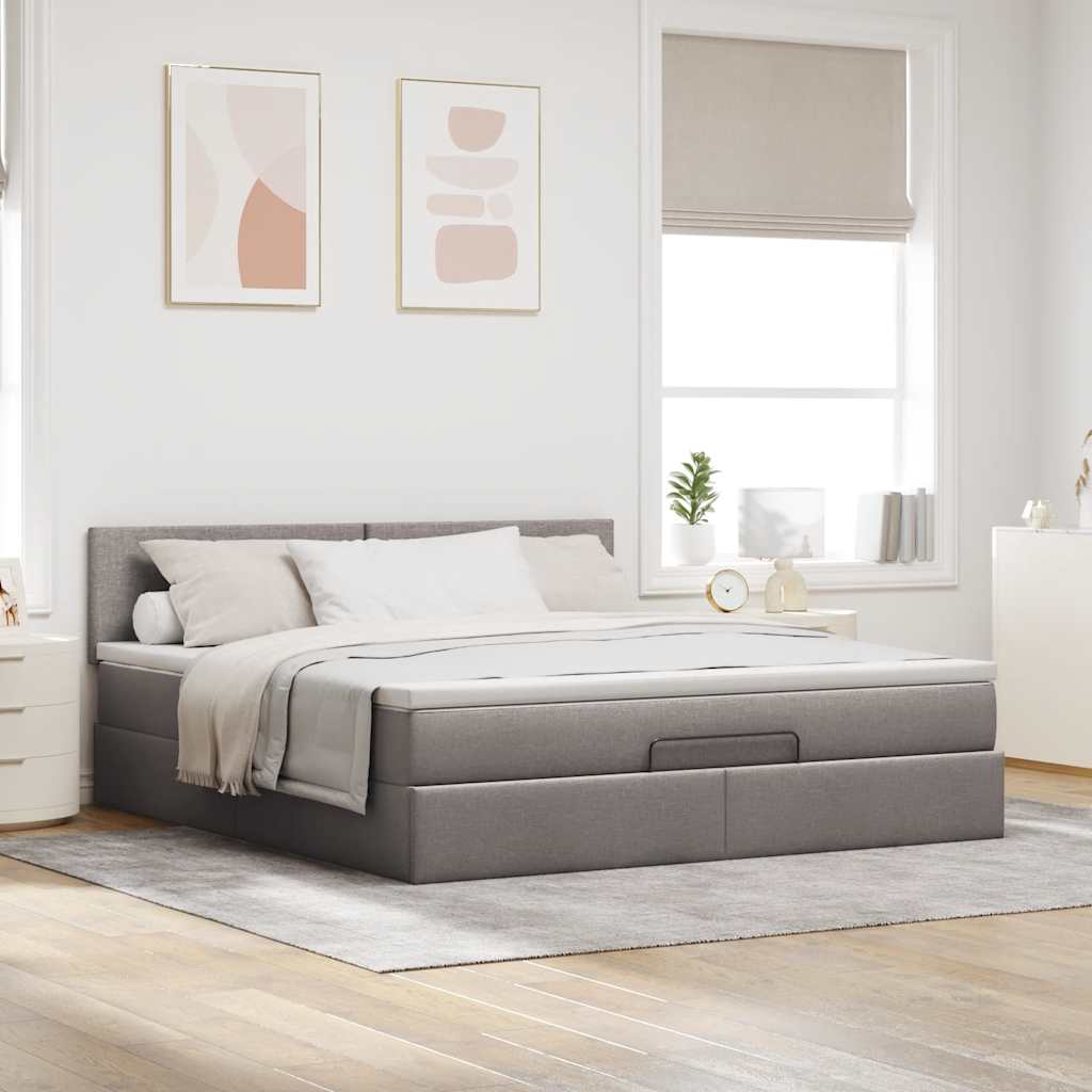 Cama otomana com colchão & leds 180x200cm cinza-acastanhado
