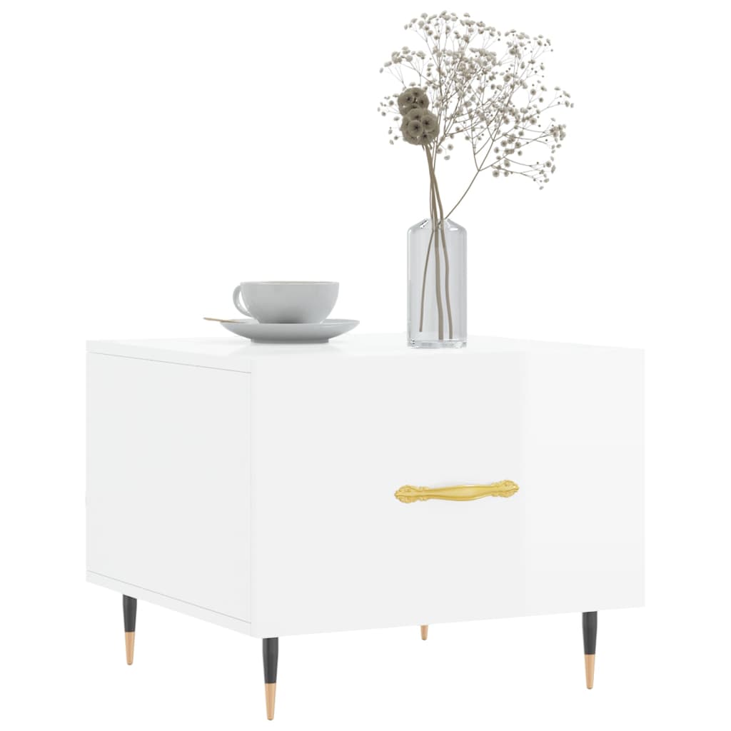 Mesas de centro 2 pcs 50x50x40 cm branco brilhante