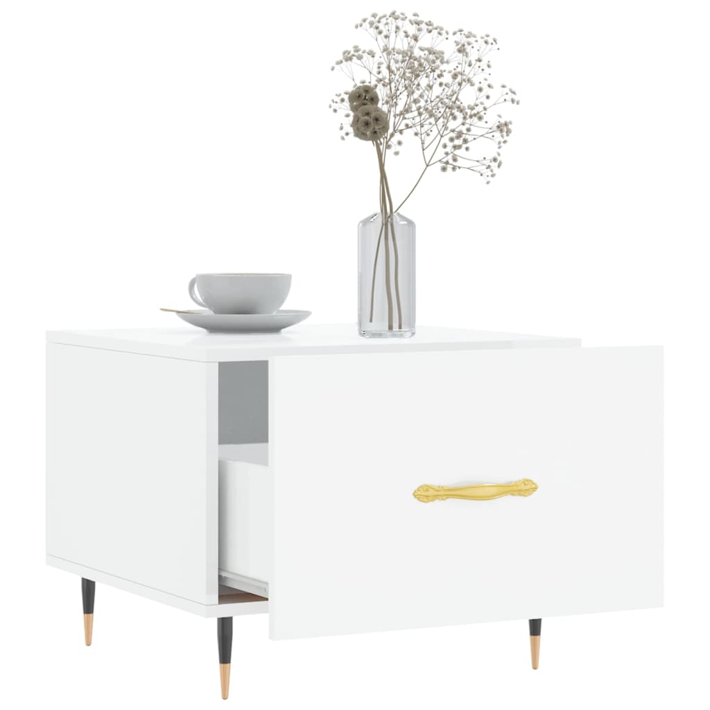 Mesas de centro 2 pcs 50x50x40 cm branco brilhante