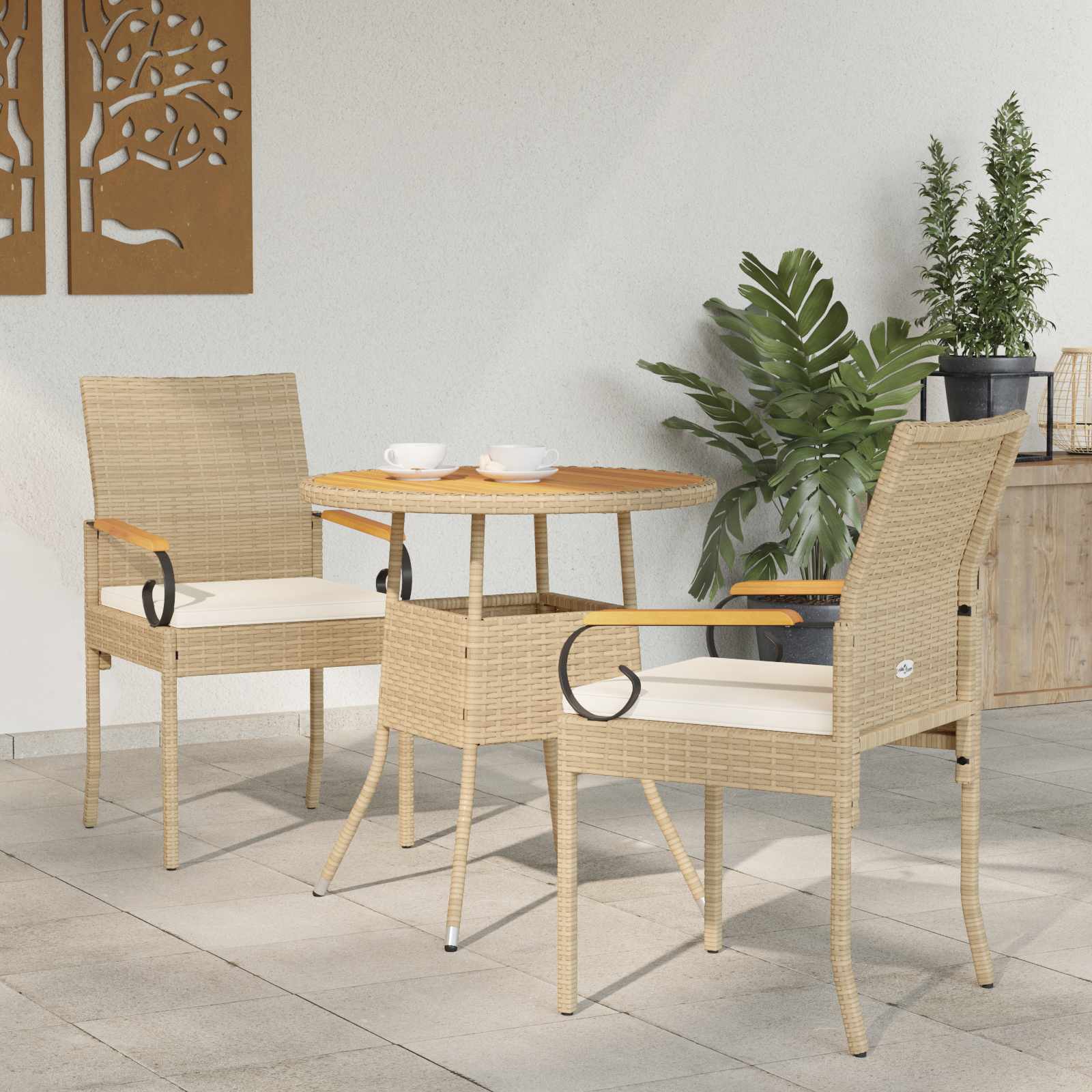Cadeiras de jardim 2 unid. bege e branco creme