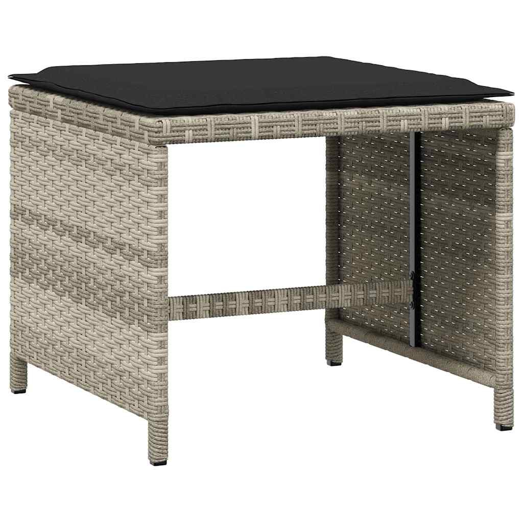 Bancos jardim c/ almofadões 4pcs 41x41x36cm vime PE cinza-claro