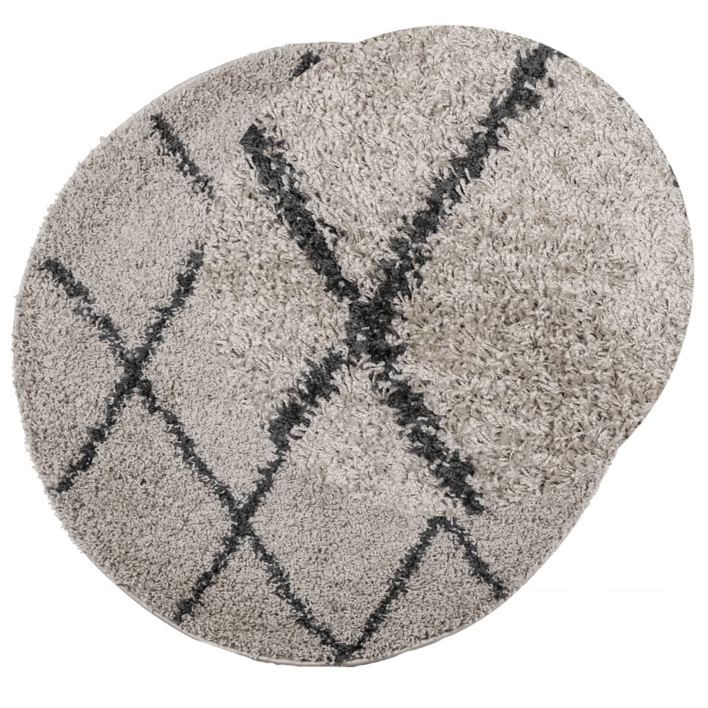 Tapete shaggy de pelo alto pamplona ø 100 cm bege e antracite