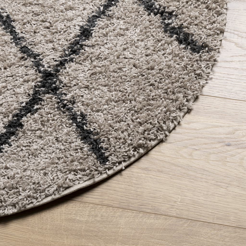 Tapete shaggy de pelo alto pamplona ø 100 cm bege e antracite