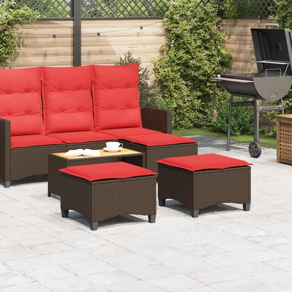 Bancos jardim com almofadas 2 unid 55x55x36 cm vime PE castanho