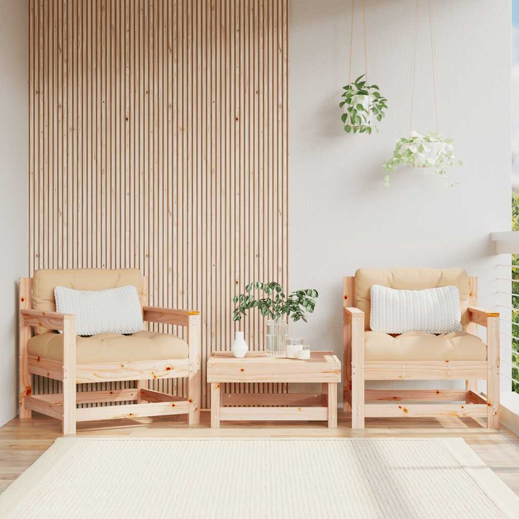 Cadeiras de jardim c/ almofadões 2 pcs pinho maciço