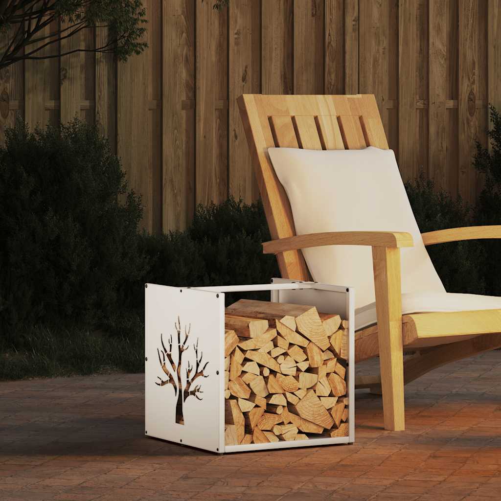 Suporte para lenha 40x40x40 cm aço laminado a frio branco