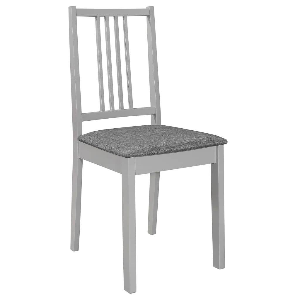 Cadeiras de jantar com almofadões 2 pcs madeira maciça cinzento