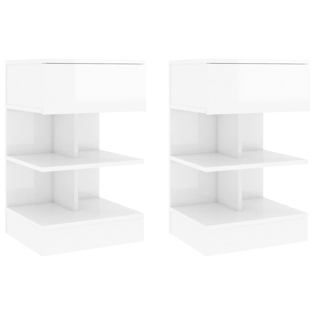 Mesas de cabeceira 2 pcs 40x35x65 cm branco brilhante