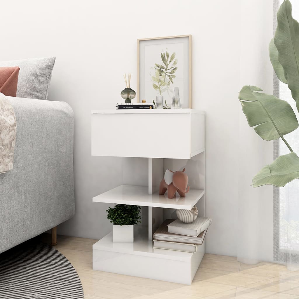 Mesas de cabeceira 2 pcs 40x35x65 cm branco brilhante