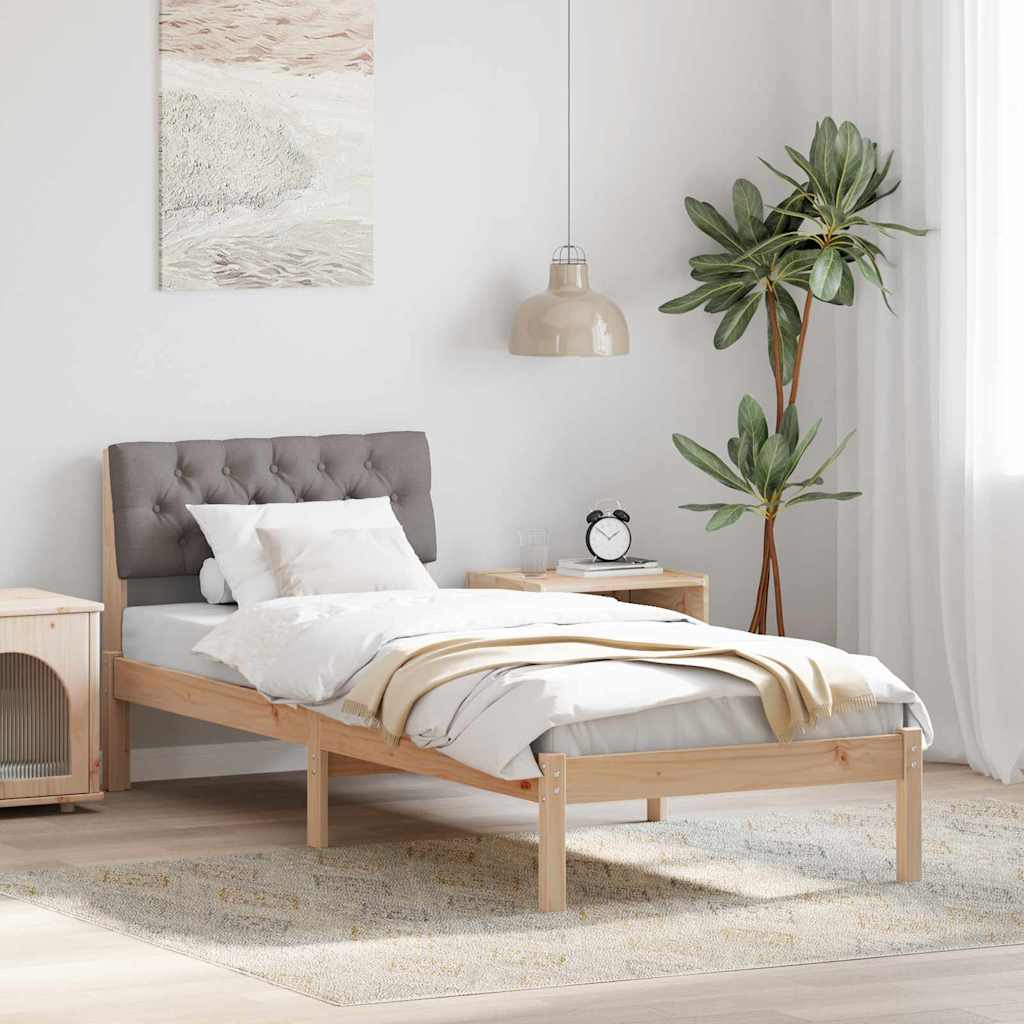 Estrutura da cama com cabeceira marrom e taupe 80 x 200 cm