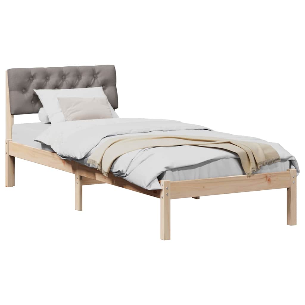 Estrutura da cama com cabeceira marrom e taupe 80 x 200 cm
