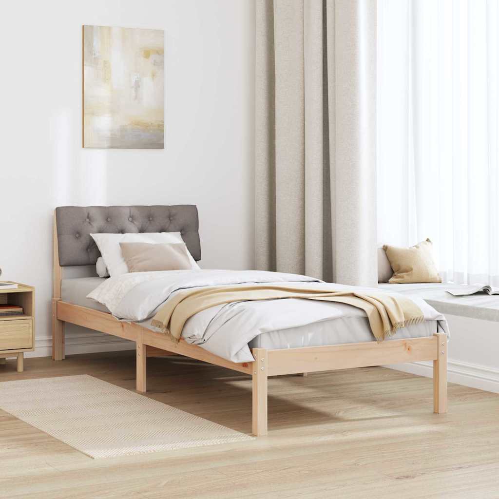 Estrutura da cama com cabeceira marrom e taupe 80 x 200 cm
