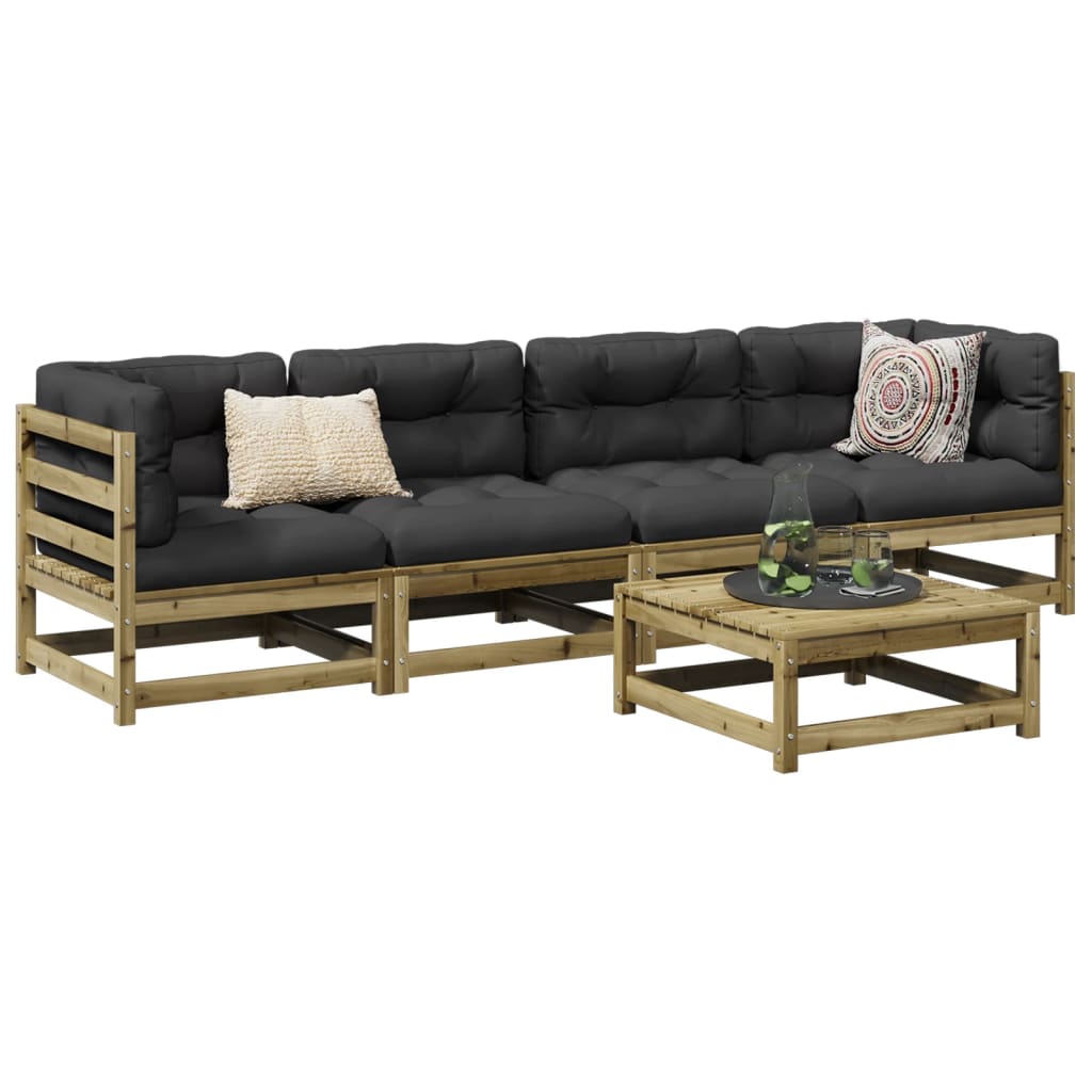 5 Pcs conjunto de sofás para jardim madeira de pinho impregnada
