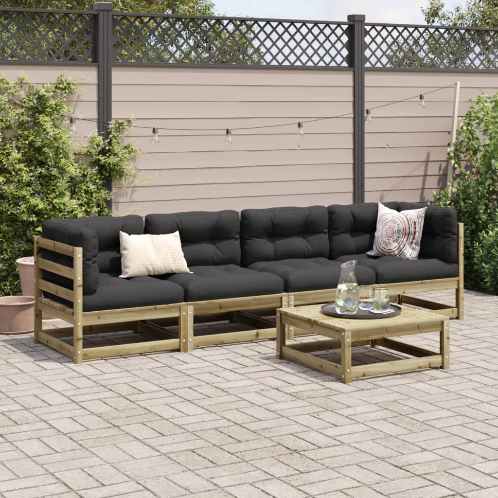 5 Pcs conjunto de sofás para jardim madeira de pinho impregnada