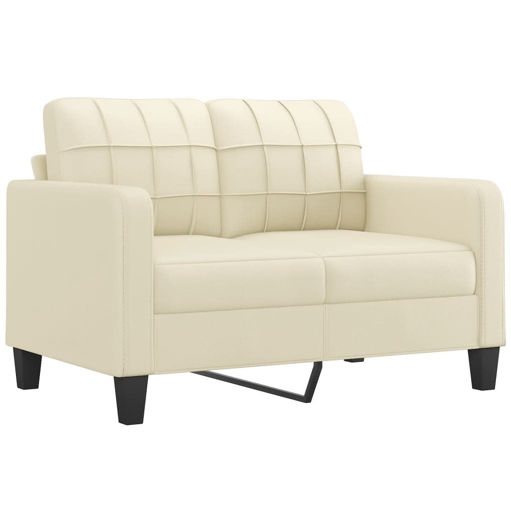 3 Pcs conjunto sofás c/ almofadões couro artificial cor creme