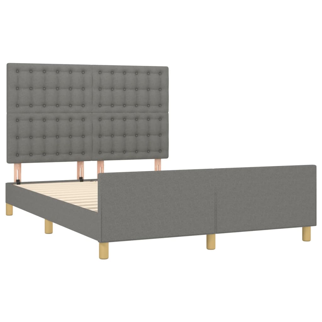 Estrutura de cama sem colchão 140x200 cm tecido cinzento-escuro