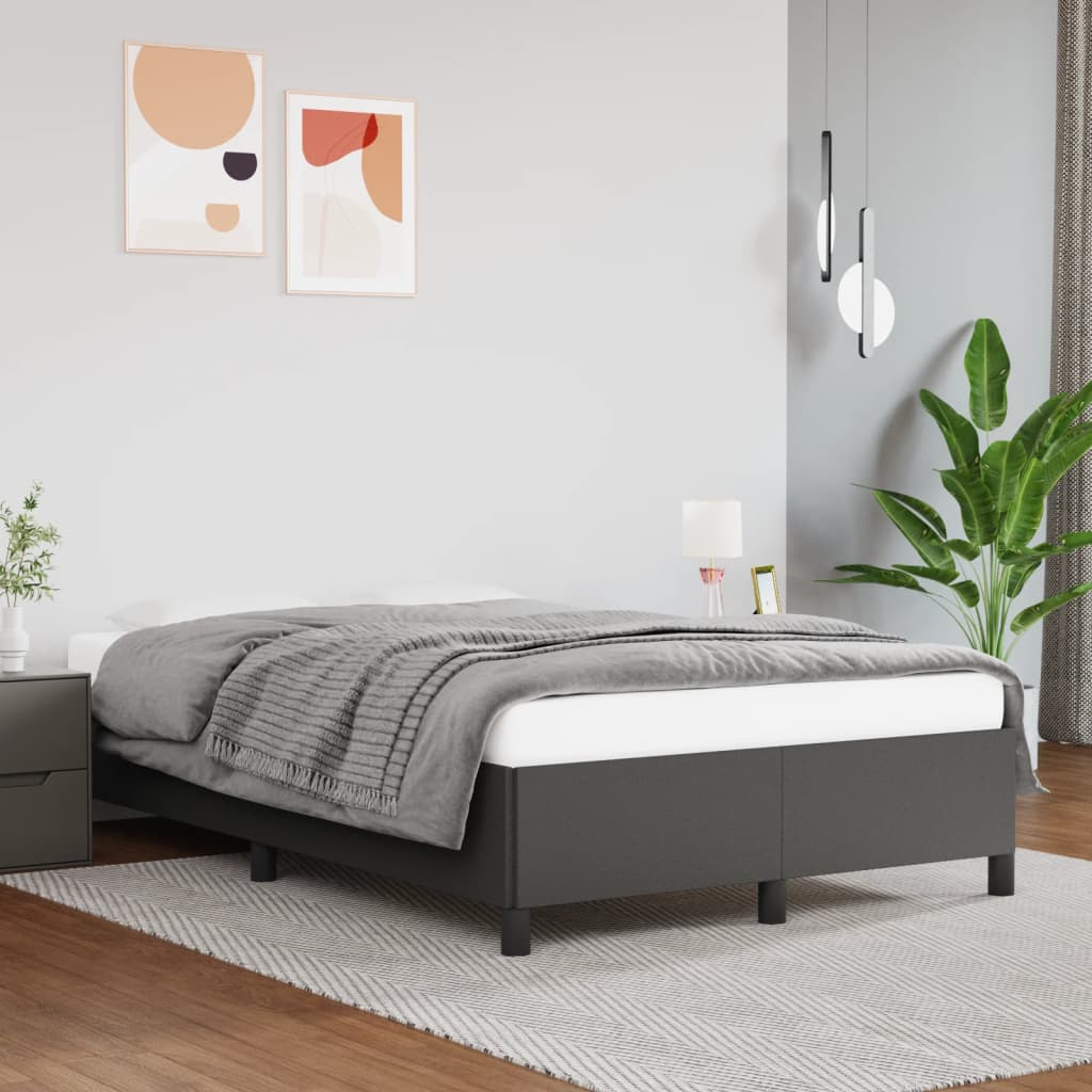 Estrutura de cama sem colchão 120x190cm couro do falso cinzento