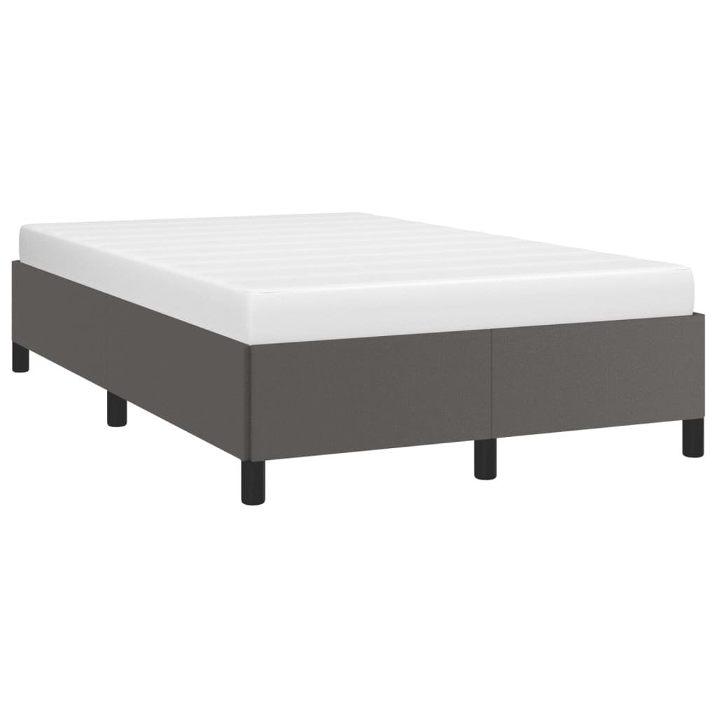Estrutura de cama sem colchão 120x190cm couro do falso cinzento