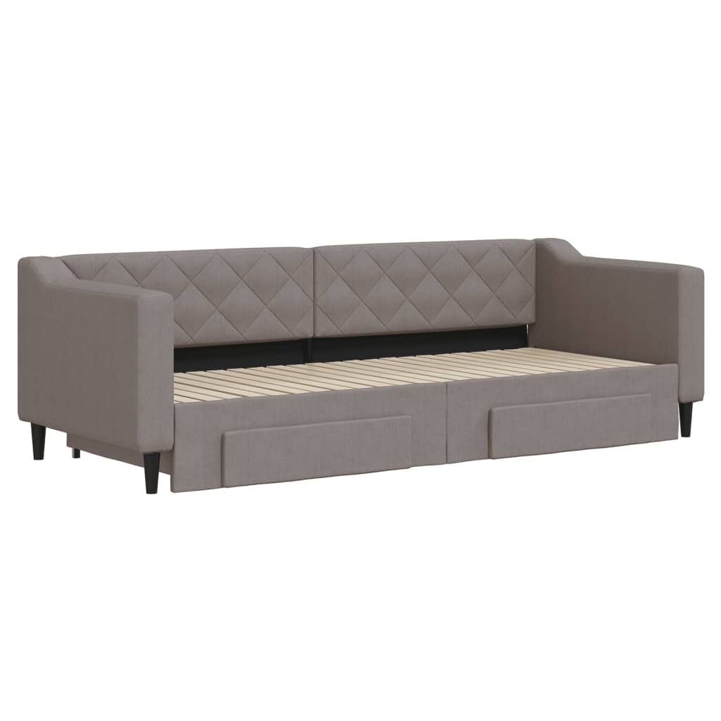 Sofá-cama c/ gavetão/gavetas 80x200 cm tecido cinza-acastanhado