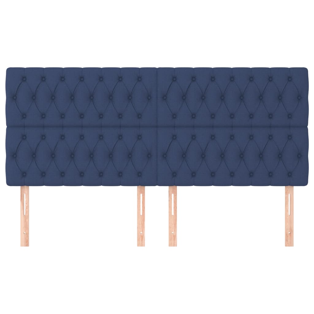Cabeceira azul 200x7x118/128 cm tecido