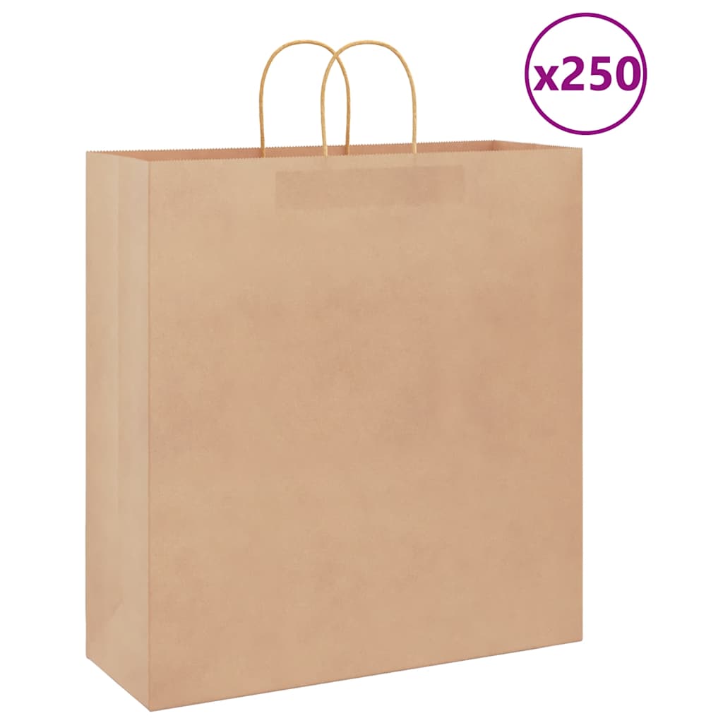 Sacos de papel 250 unid com alças castanho 45x17x48 cm