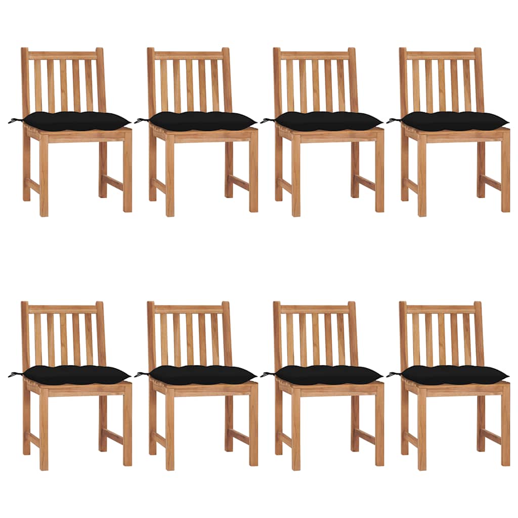 Cadeiras de jardim 8 pcs c/ almofadões madeira de teca maciça
