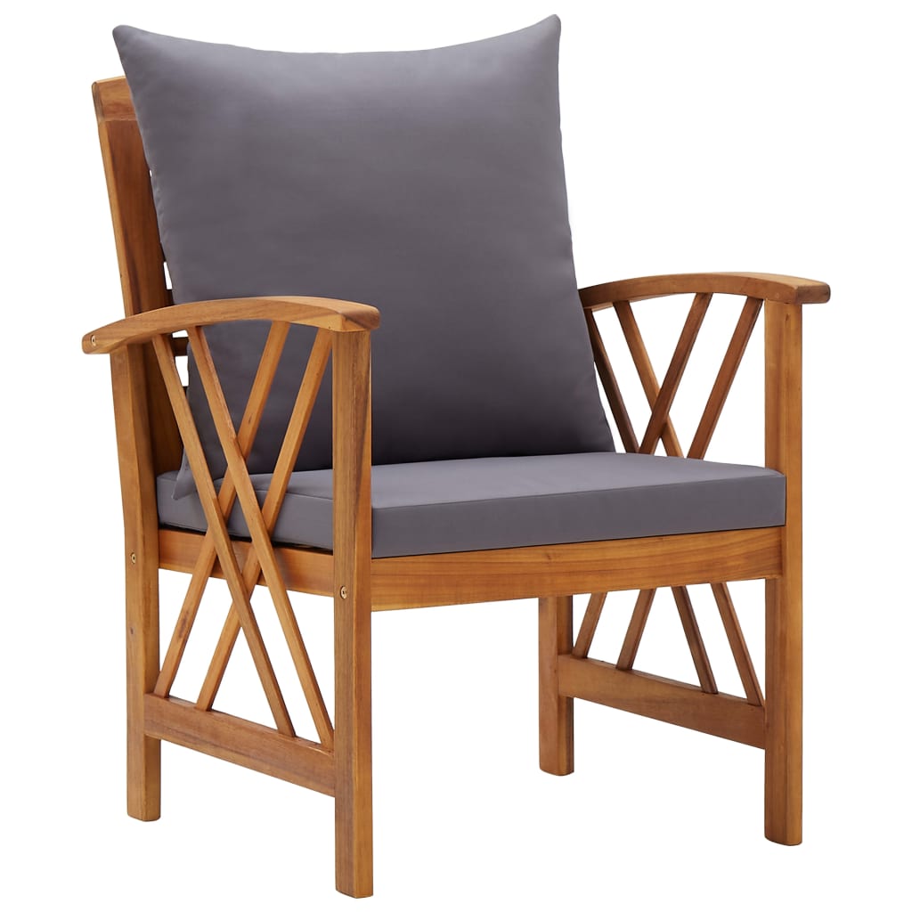 5 Pcs conjunto lounge de jardim com almofadões acácia maciça