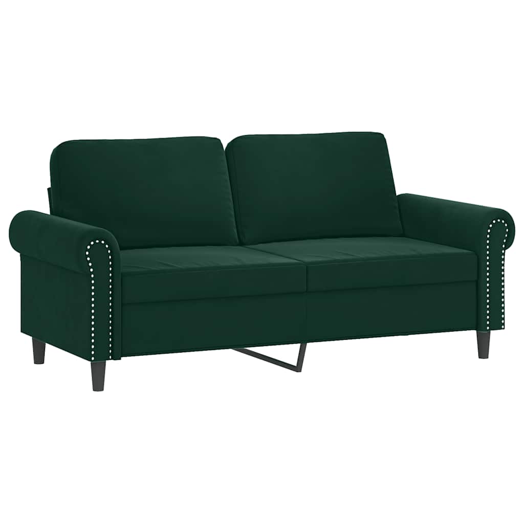 2 Pcs conjunto de sofás com almofadões veludo verde-escuro