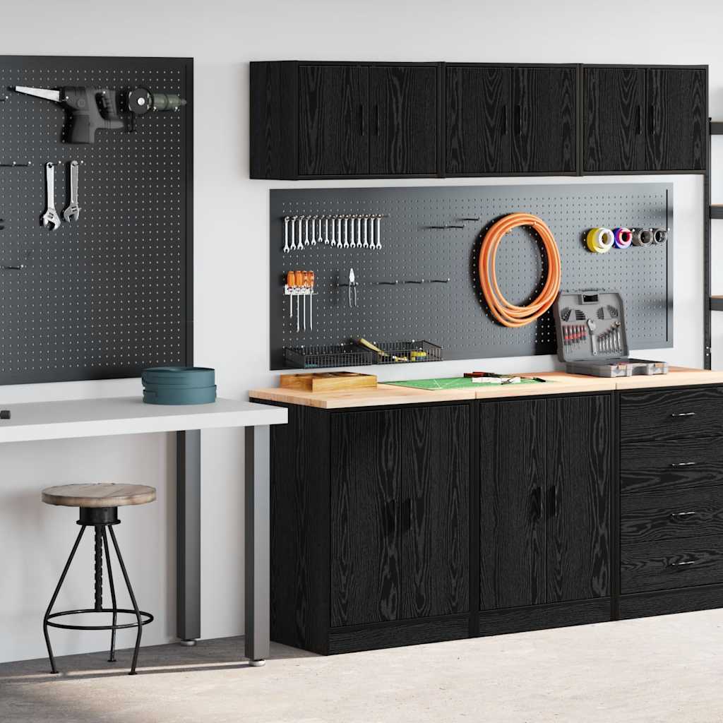 Armários de garagem 2 pcs derivados de madeira preto