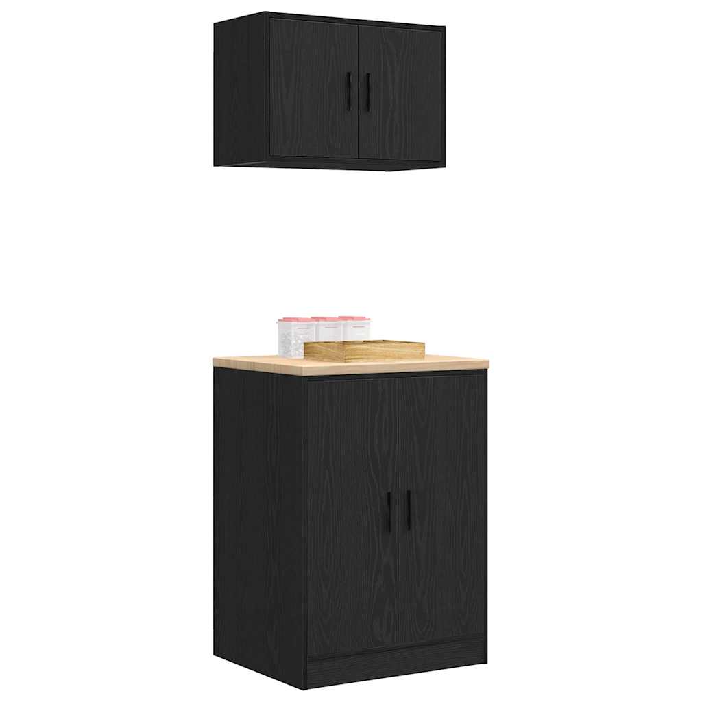 Armários de garagem 2 pcs derivados de madeira preto