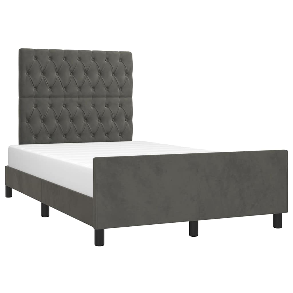 Estrutura de cama sem colchão 120x190 cm veludo cinza escuro