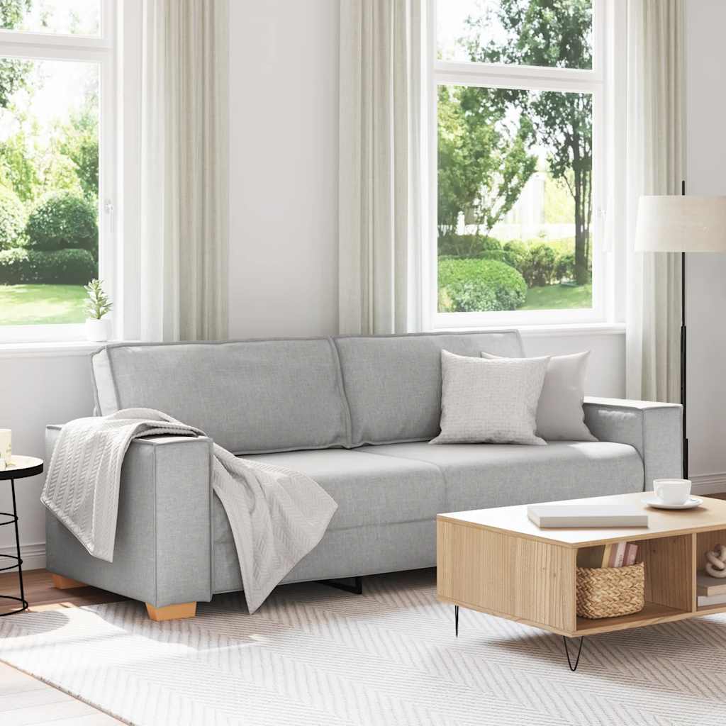 Sofá de 3 lugares cinza nuvem 220x78x84 cm tecido