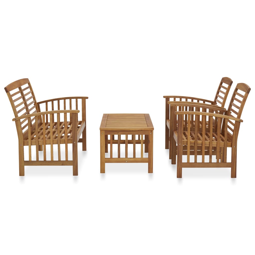 4 Pcs conjunto lounge de jardim madeira de acácia maciça